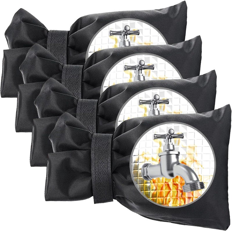 Actgan Outdoor Faucet Covers for Winter - 9.8"H x 7"W Thickened Outside Garden Socks for Freeze Protection, Reusable Insulated, 4 Pack, Black - Image 1